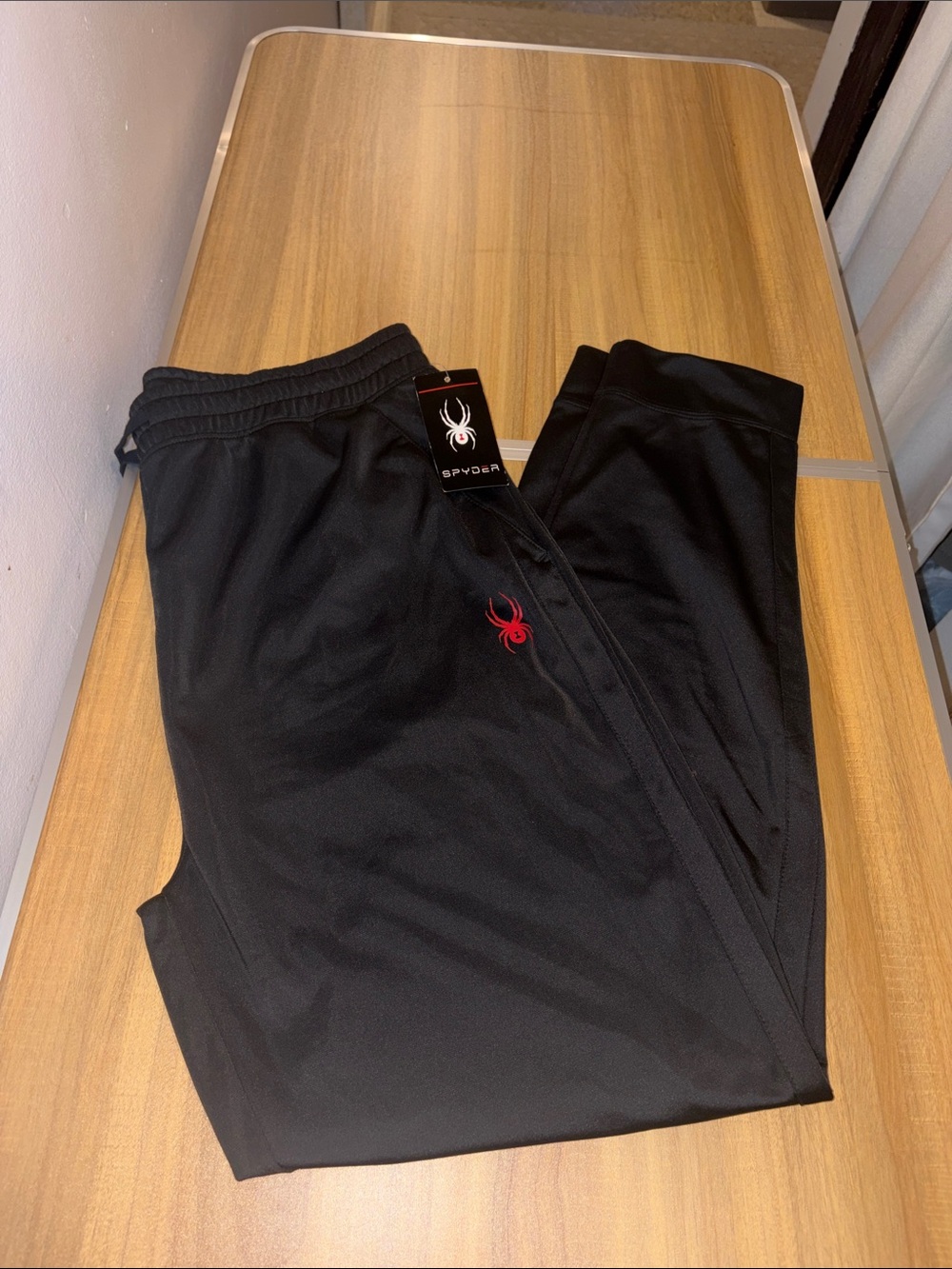Spyder Black Men’s Athletic Joggers with Red Logo